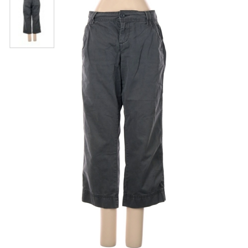 Old Navy Cropped Chino Pants Mid-Rise Grey 4 Kakhi